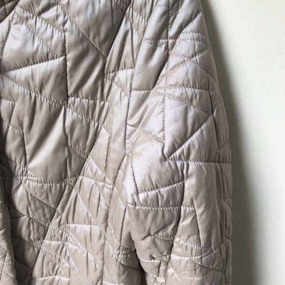 Jones New York Pearl Dual Tone Parka Jacket Coat Down Winter Cozy Tan Pockets M - Picture 7 of 16